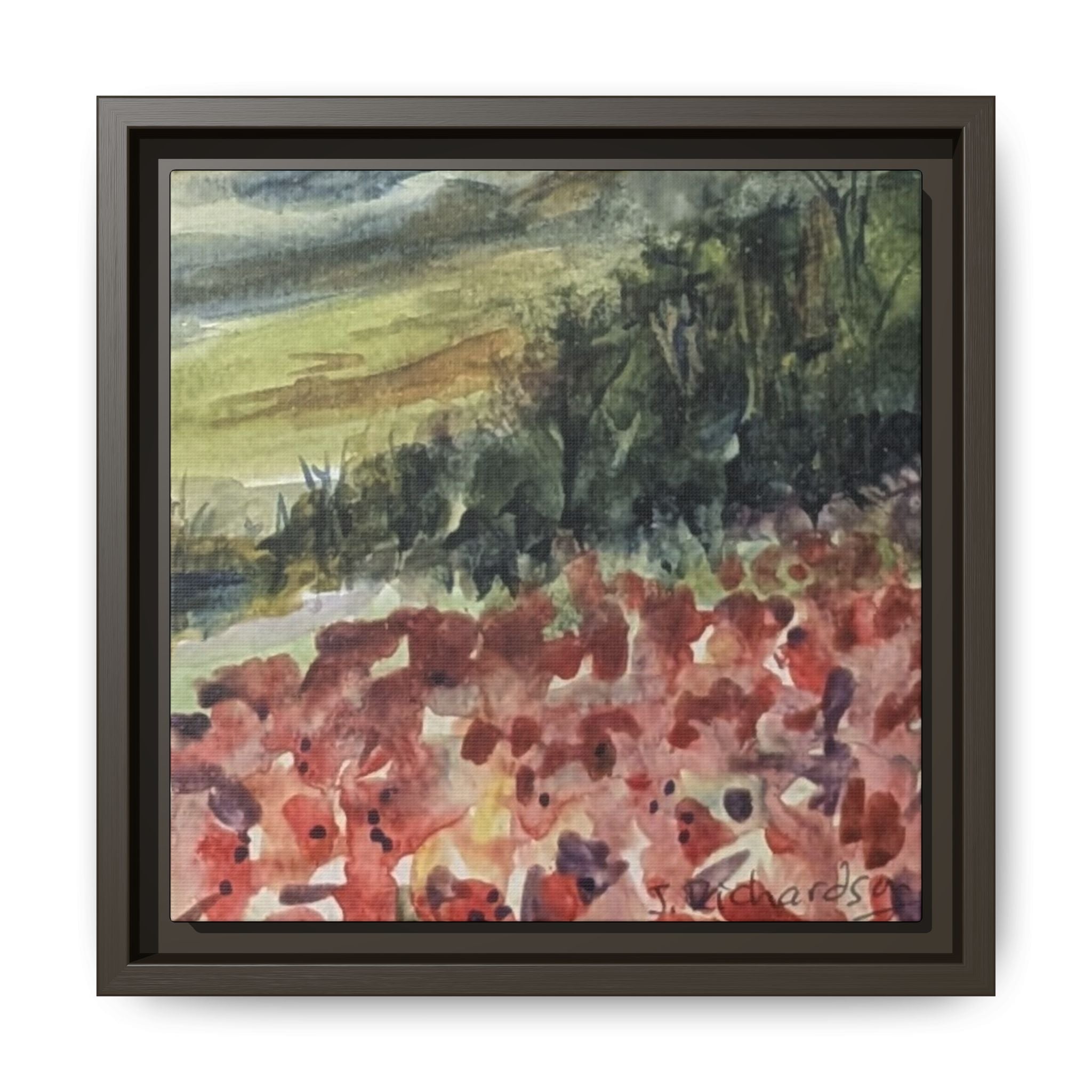 Framed Poppies landscape Matte Canvas,   Multi-color frames)