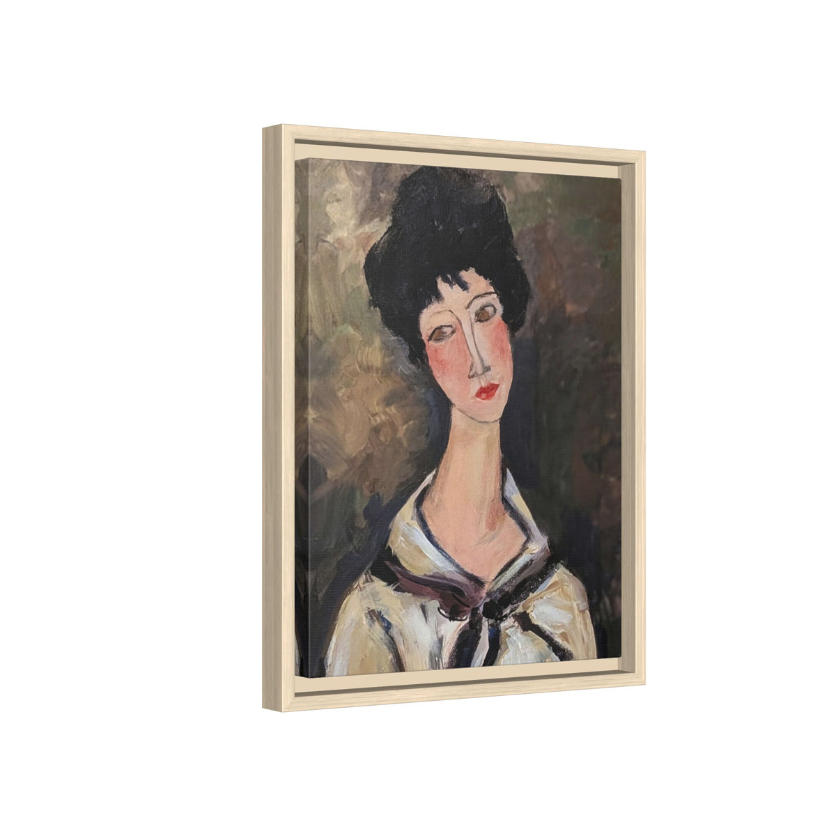 Framed Matte Canvas Print – Modigliani‑Style Portrait Art