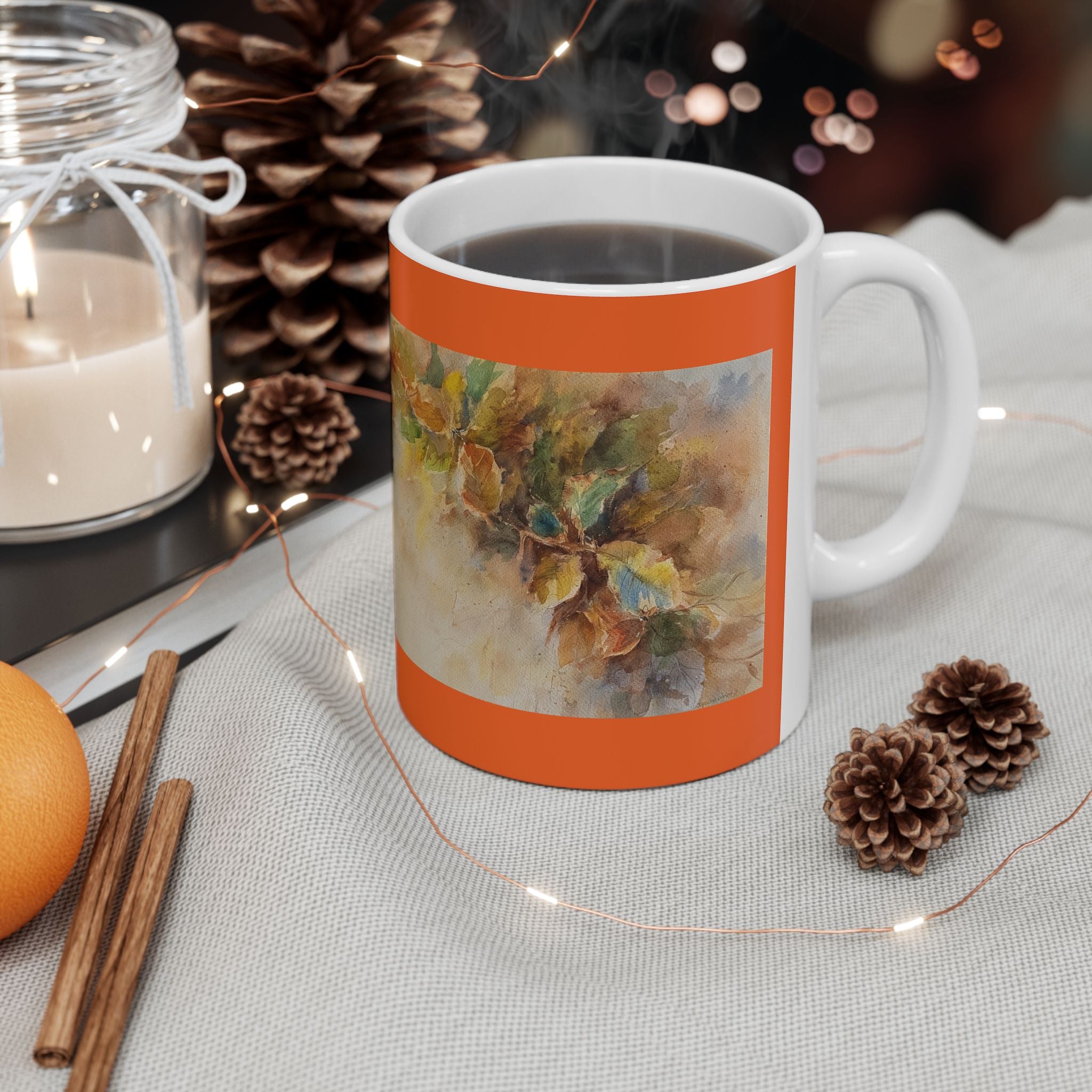 Autumn Leaves Watercolor Mug | Ceramic Mug