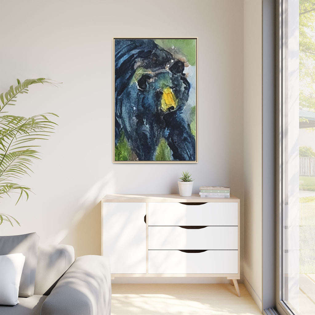 Framed Matte Canvas Black Bear Watercolor Art Print