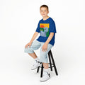 Cute Alpaca Sunset Kids T-Shirt | Retro Sunrise Graphic