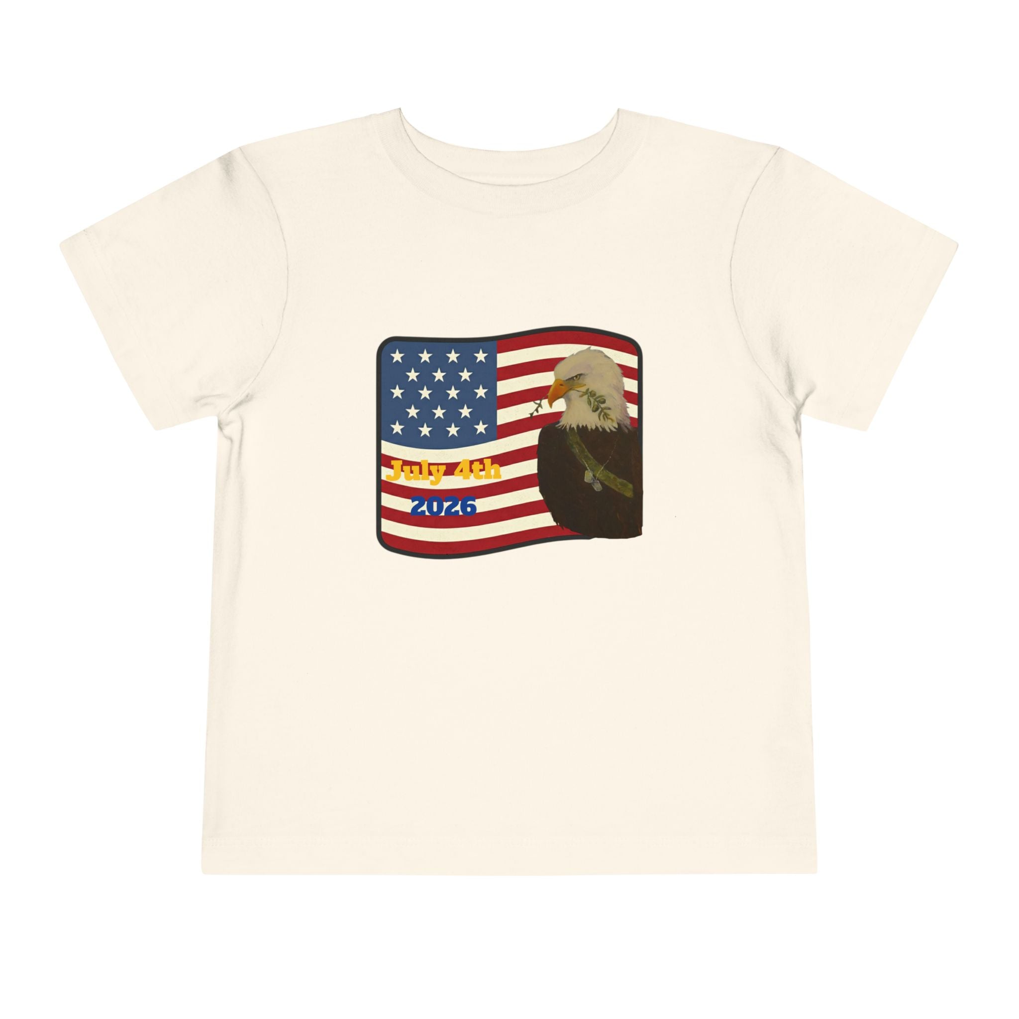 July 4th Toddler Tee —2T - 5T Patriotic Bald Eagle "USA 2026" Graphic