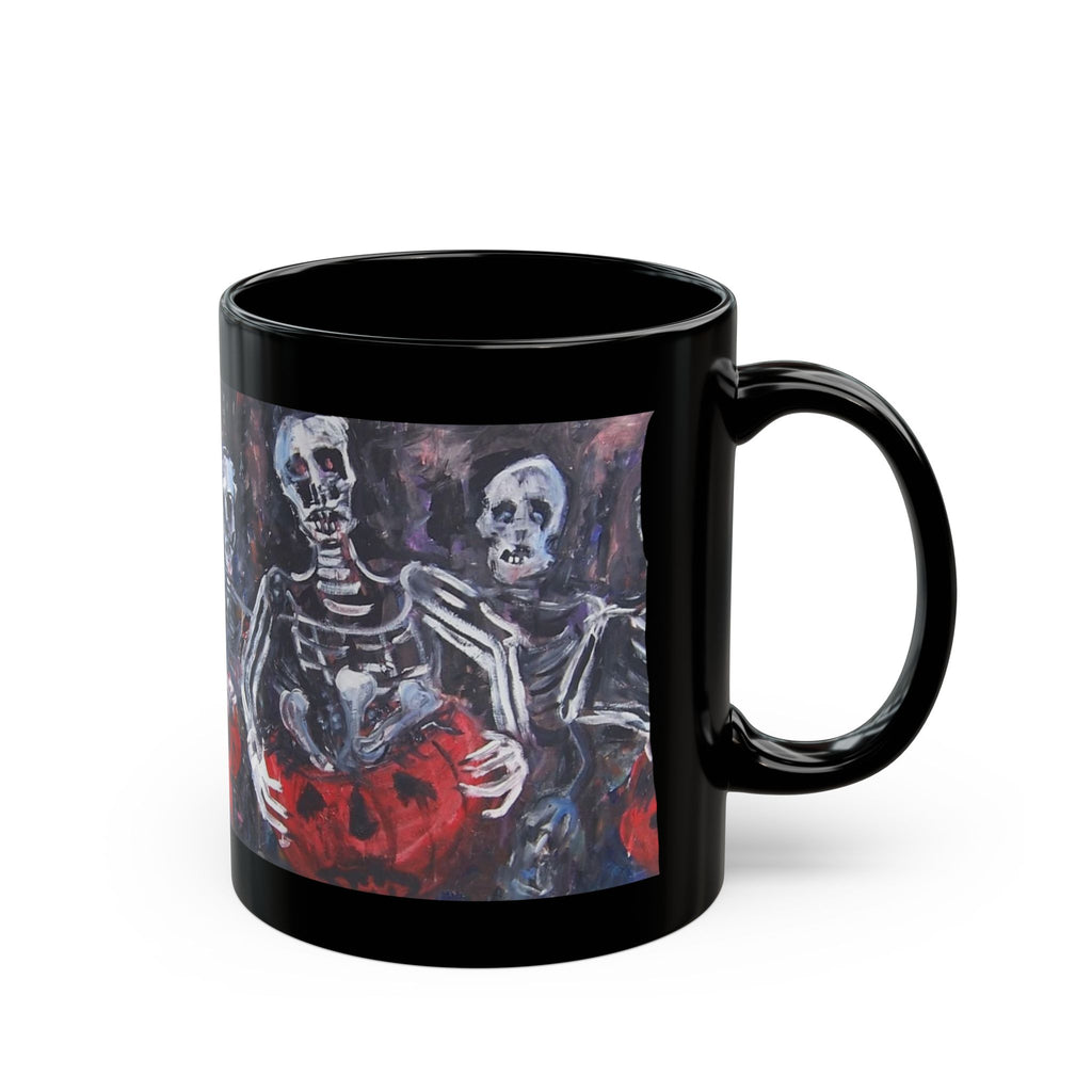 Skeleton Trio with Jack-o'-Lantern Mug | Halloween Skull Coffee Cup