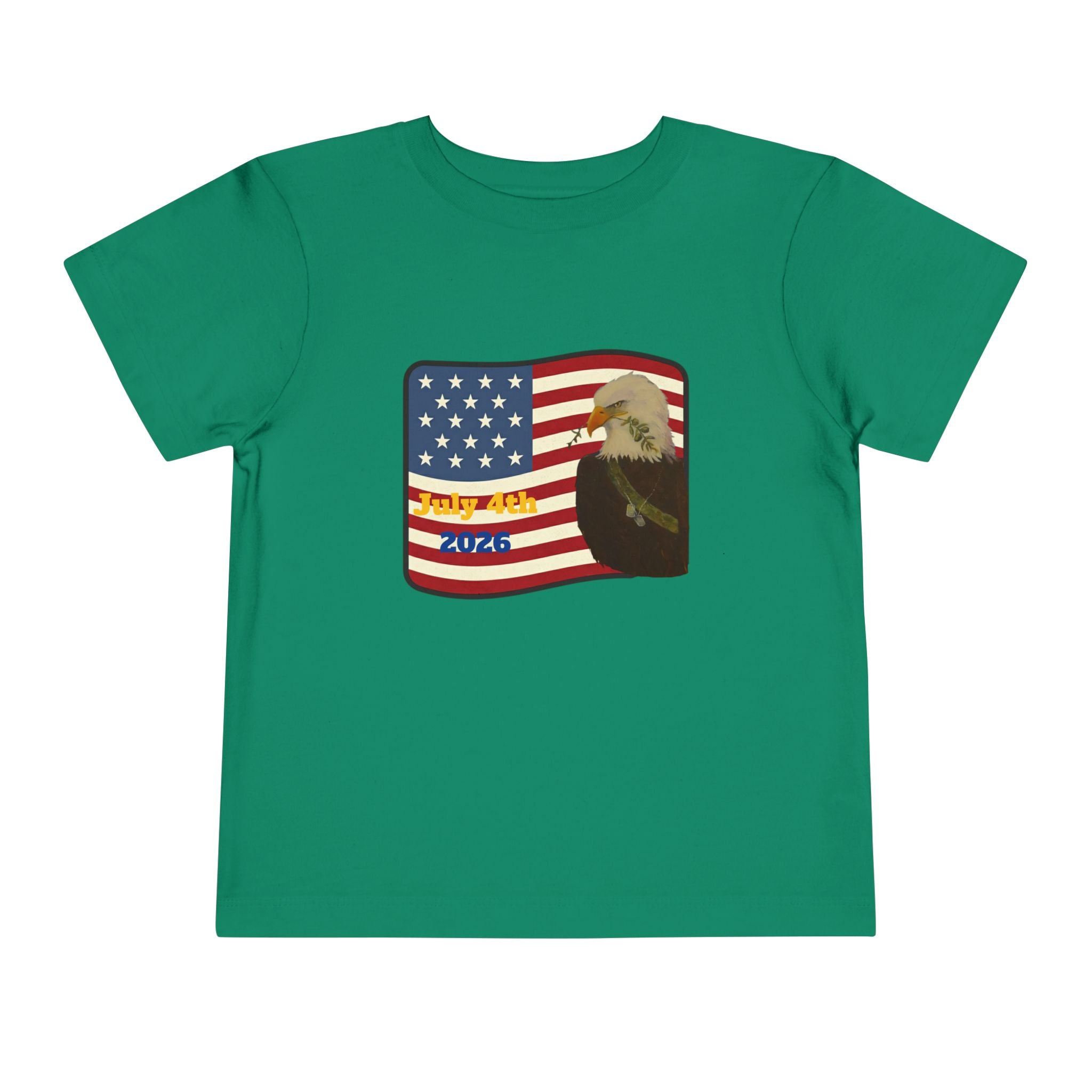 July 4th Toddler Tee —2T - 5T Patriotic Bald Eagle "USA 2026" Graphic