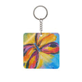 Colorful Butterfly Square Keychain   Hand-Painted Floral Keyring