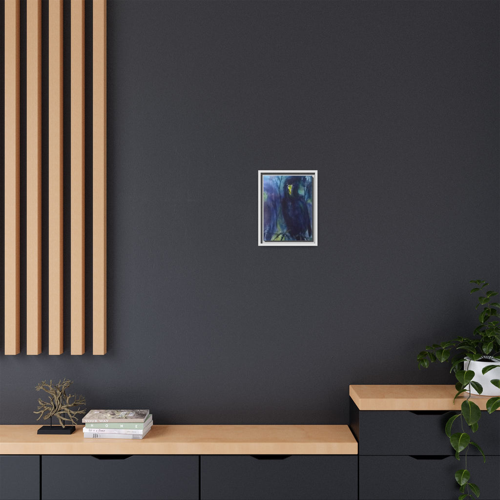 Framed Matte Canvas Print — Moody Black Raven Artwork