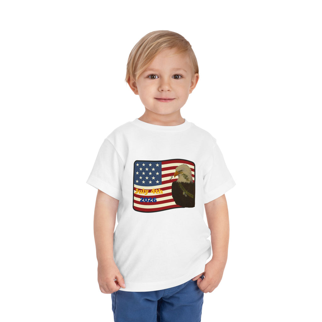 July 4th Toddler Tee —2T - 5T Patriotic Bald Eagle "USA 2026" Graphic
