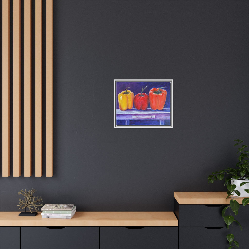 Framed Canvas Print - Colorful Bell Peppers Still Life