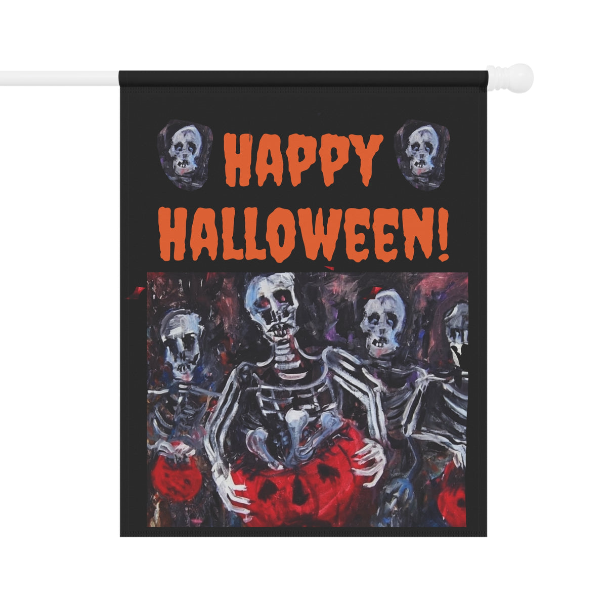 Happy Halloween Skeletons Garden Flag | Halloween Garden Banner