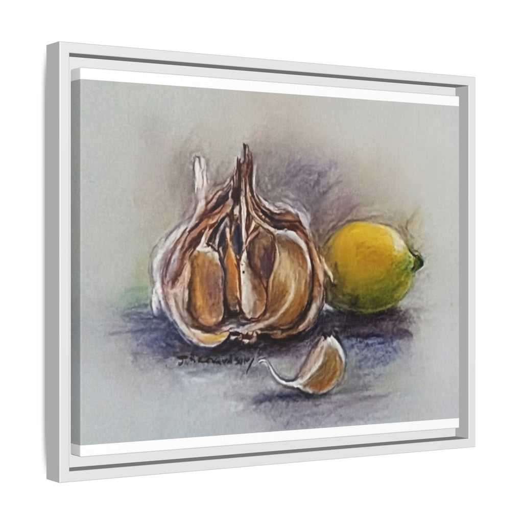 Garlic and Lemon Still Life Matte Canvas (Framed)
