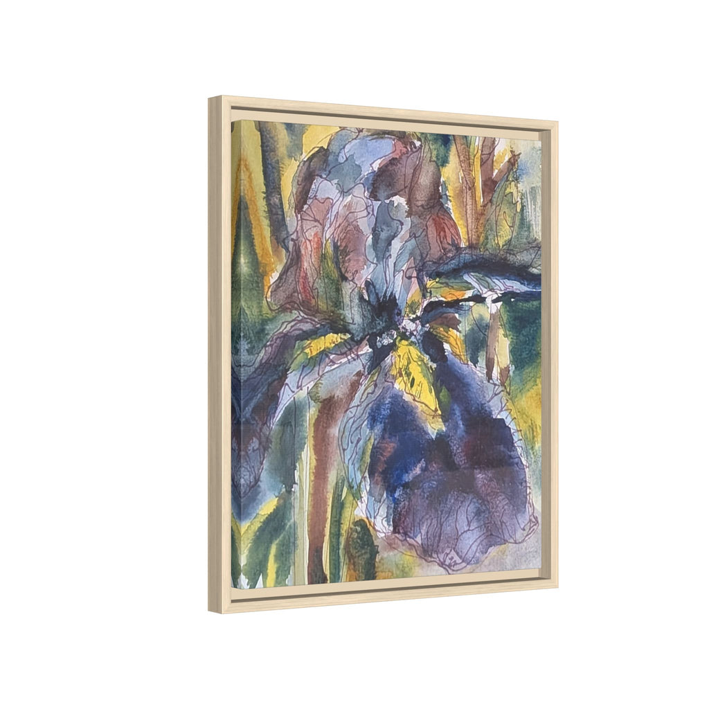Framed Watercolor Iris Matte Canvas Wall Art