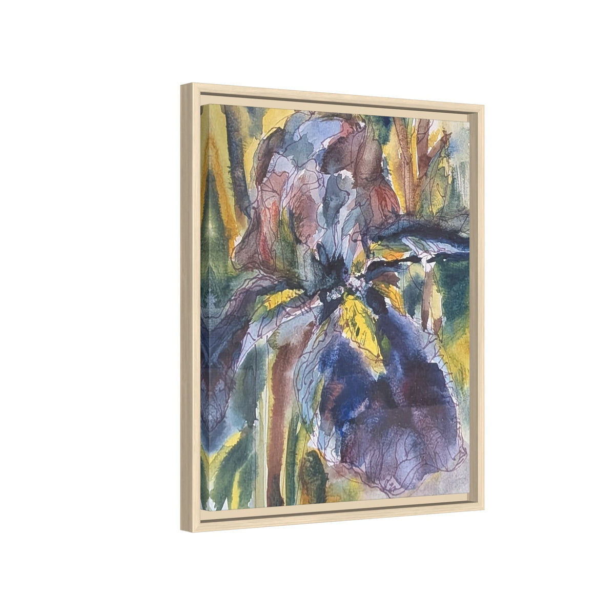 Framed Watercolor Iris Matte Canvas Wall Art