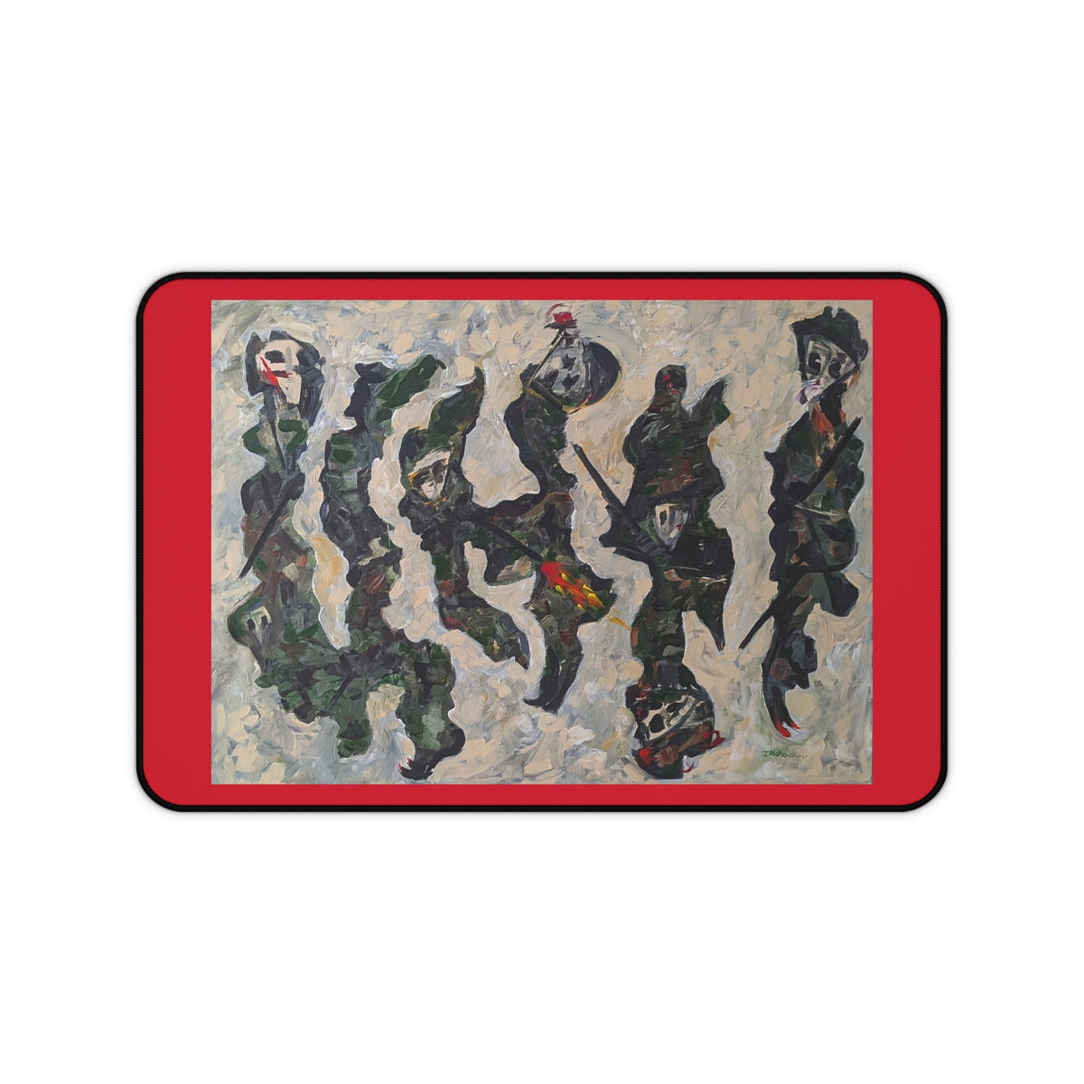Abstract Distorted Figures Desk Mat | Modern Art Desk Pad
