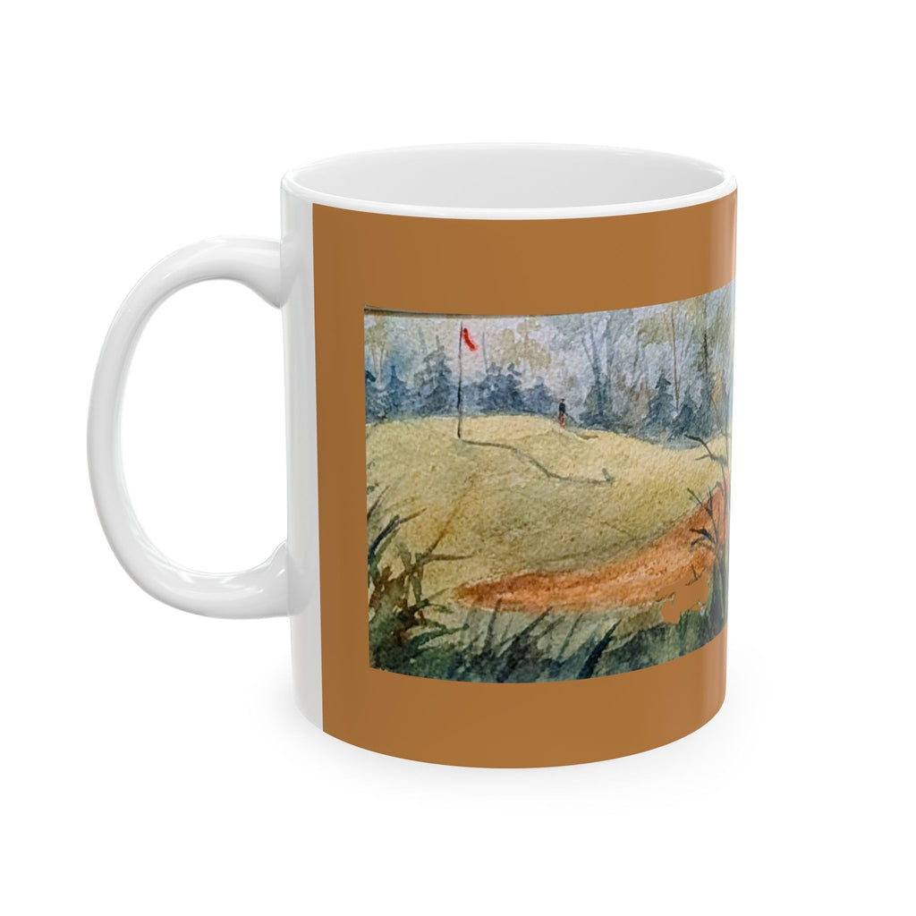 Golfer Ceramic Mug — Serene Countryside Coffee Cup (11oz, 15oz)