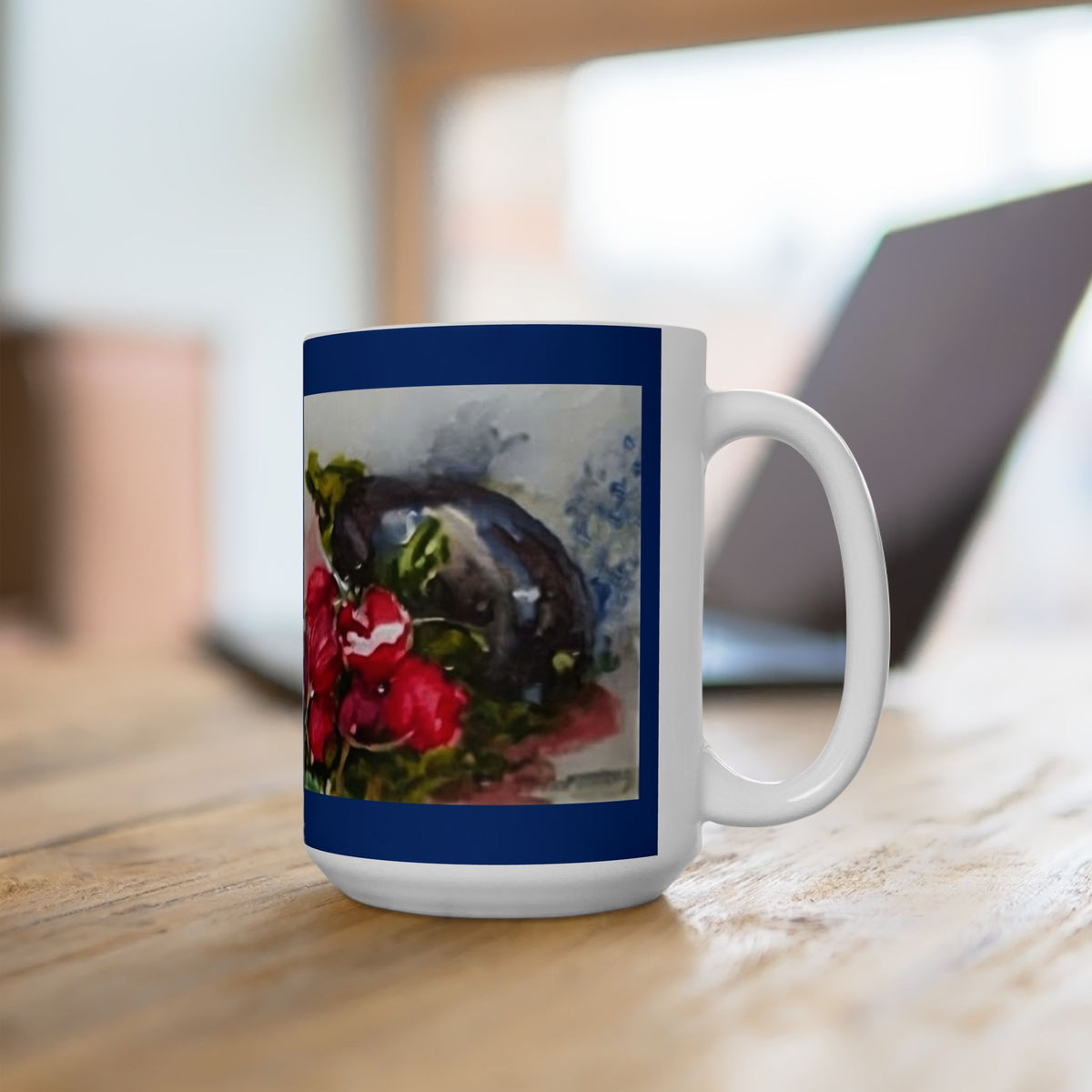 Purple Eggplant & Red Radishes Watercolor Mug | Ceramic Mug