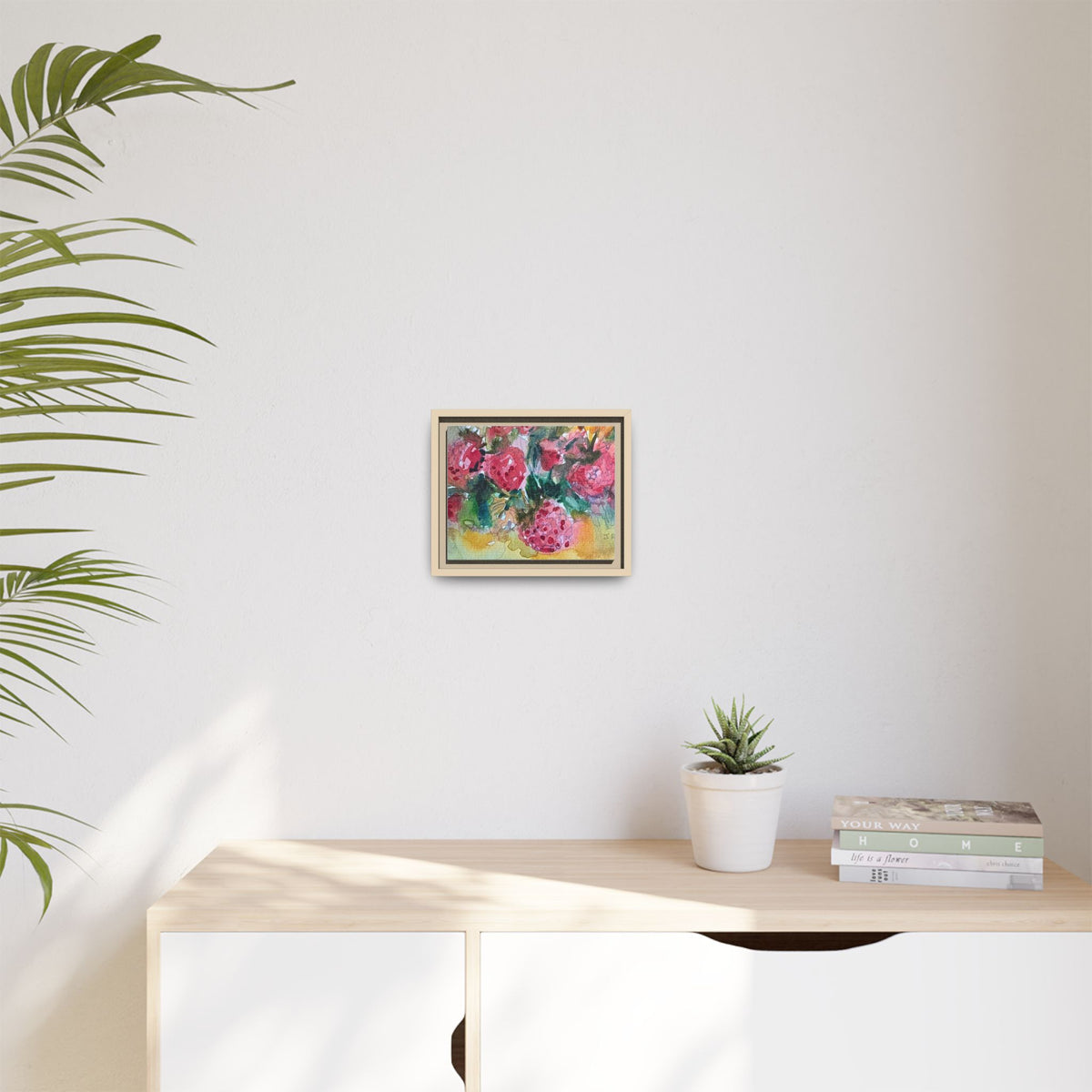 Raspberry Patch Still Life Framed Matte Canvas Print