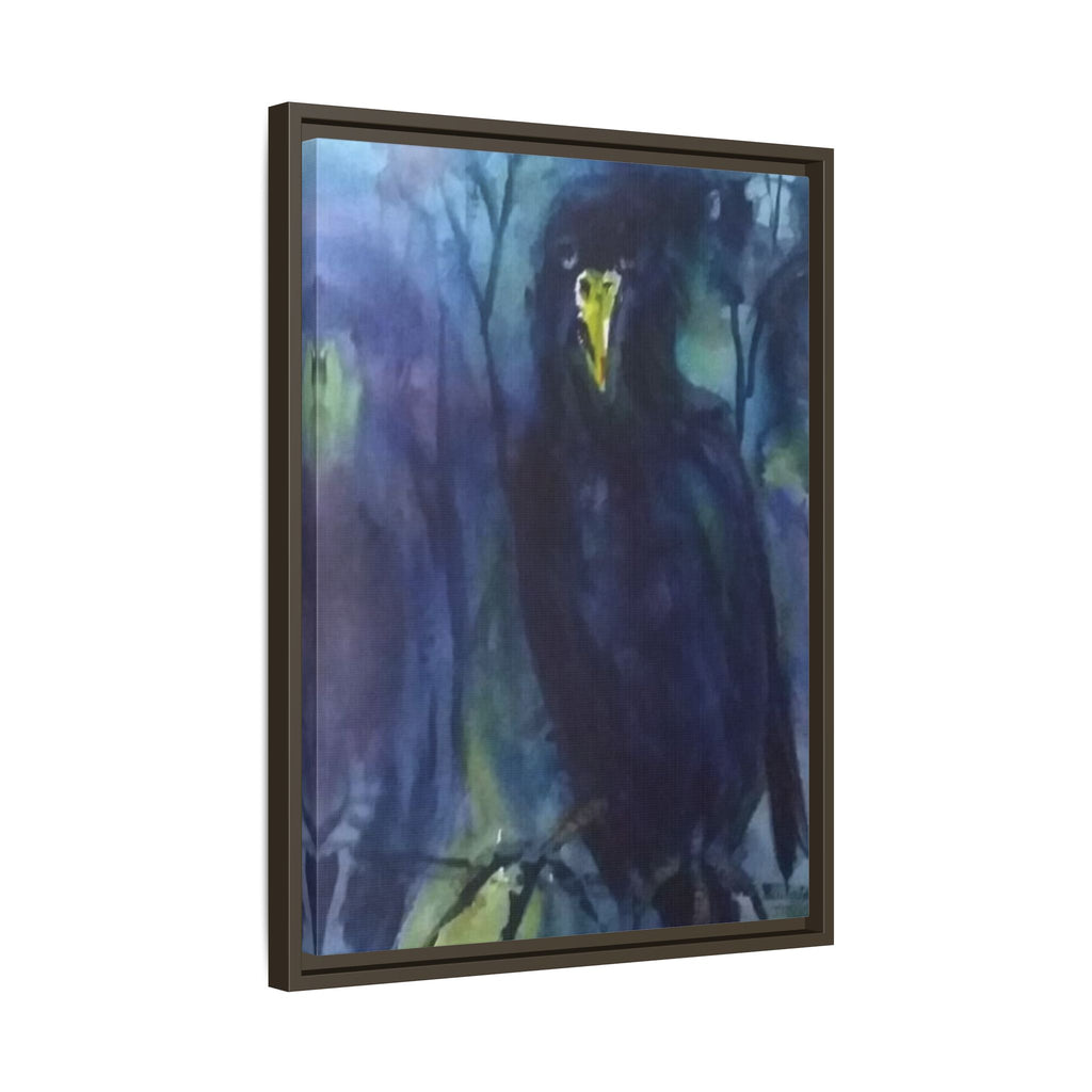 Framed Matte Canvas Print — Moody Black Raven Artwork