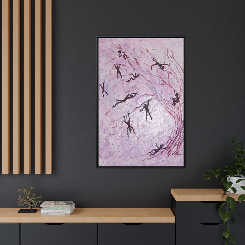 Abstract Falling Figures Matte Canvas Print (Framed)
