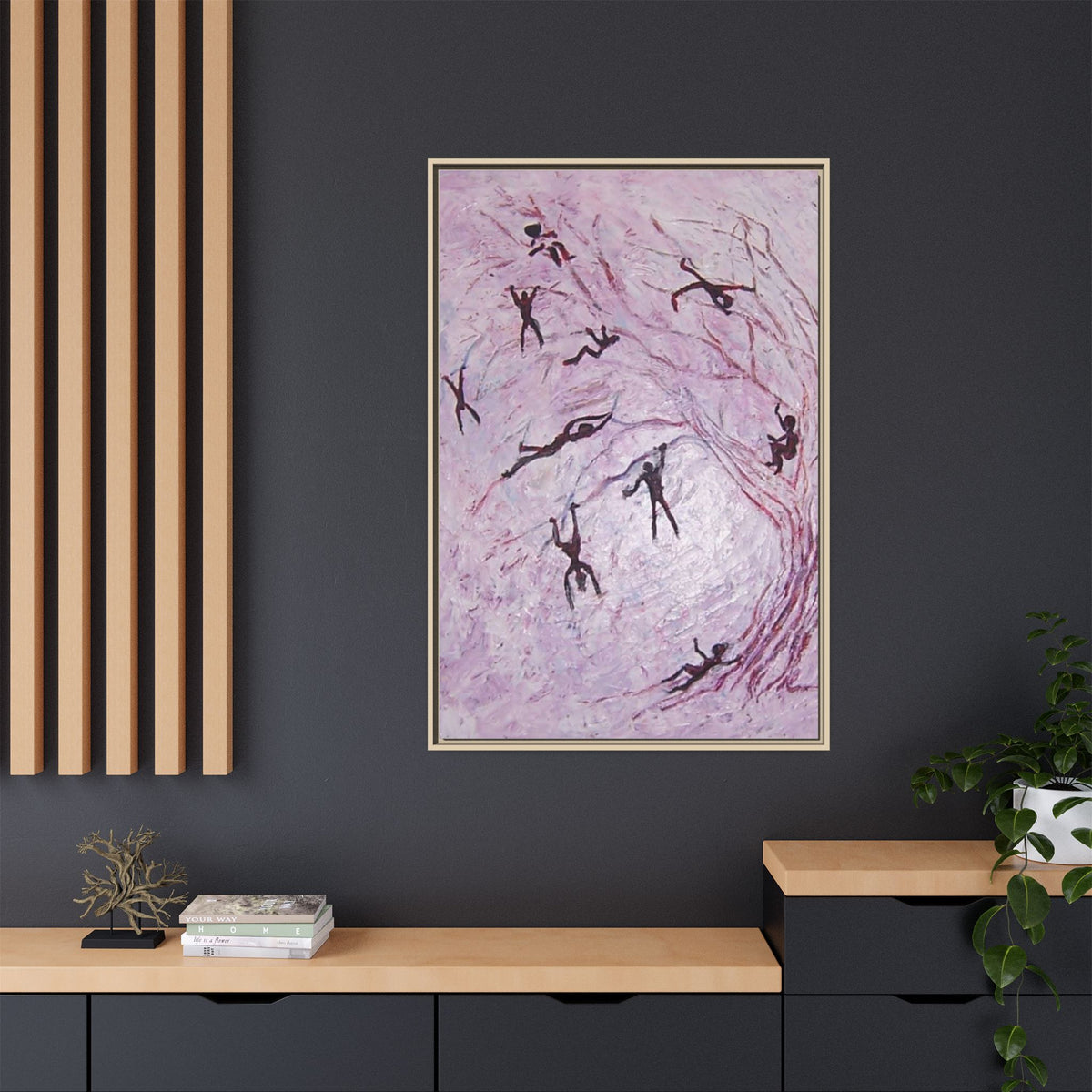 Abstract Falling Figures Matte Canvas Print (Framed)