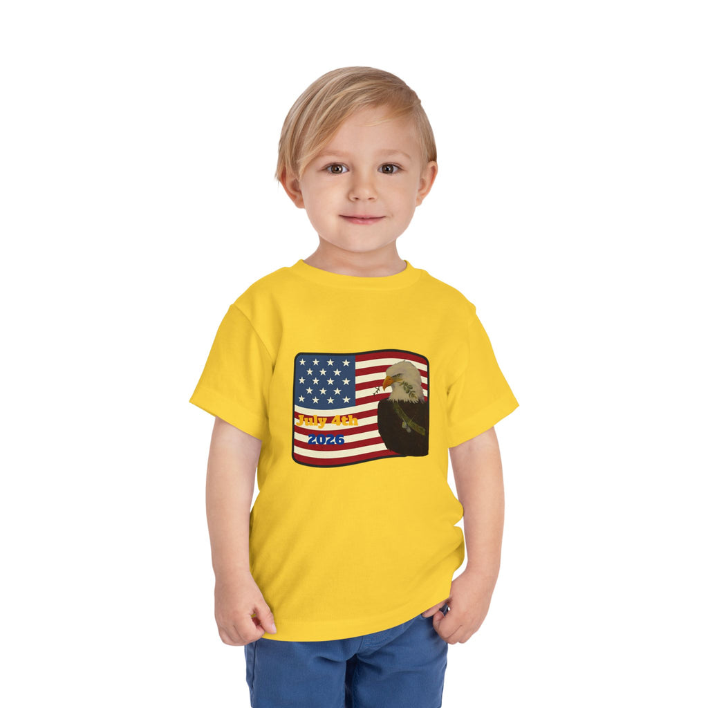 July 4th Toddler Tee —2T - 5T Patriotic Bald Eagle "USA 2026" Graphic