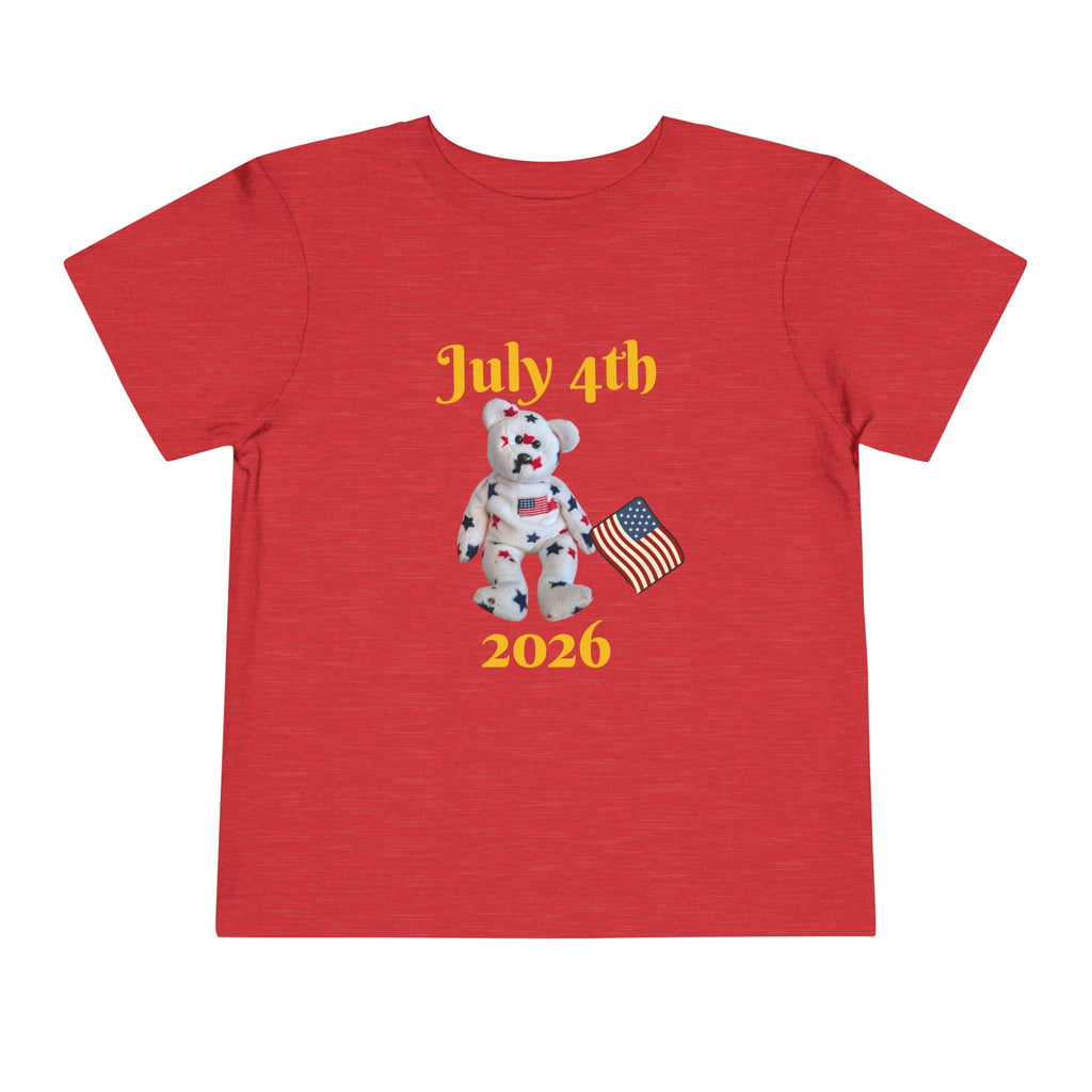 Beanie Bear July 4th Toddler Tee —2T - 5T Patriotic Bald Eagle "USA 2026" Graphic