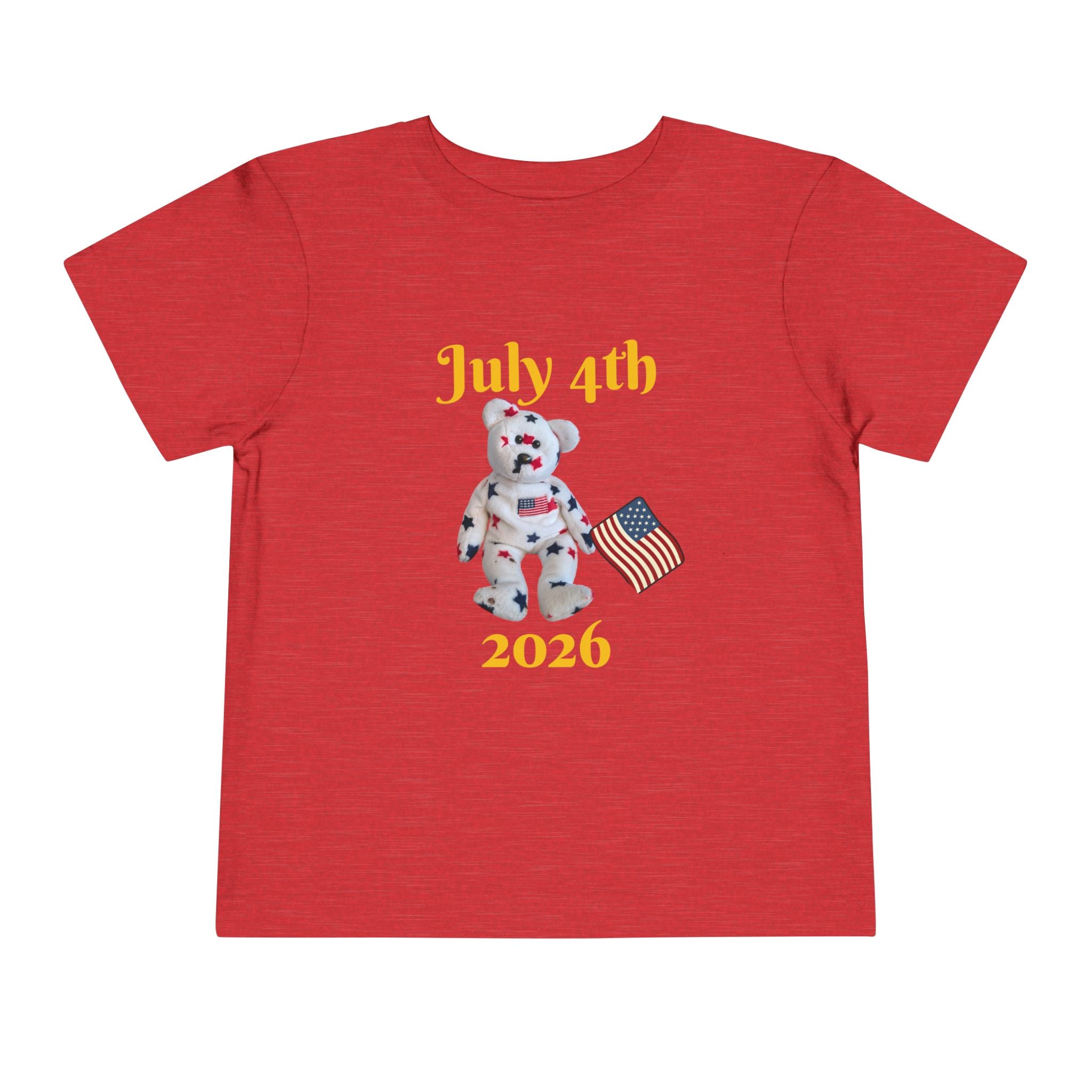 Beanie Bear July 4th Toddler Tee —2T - 5T Patriotic Bald Eagle "USA 2026" Graphic