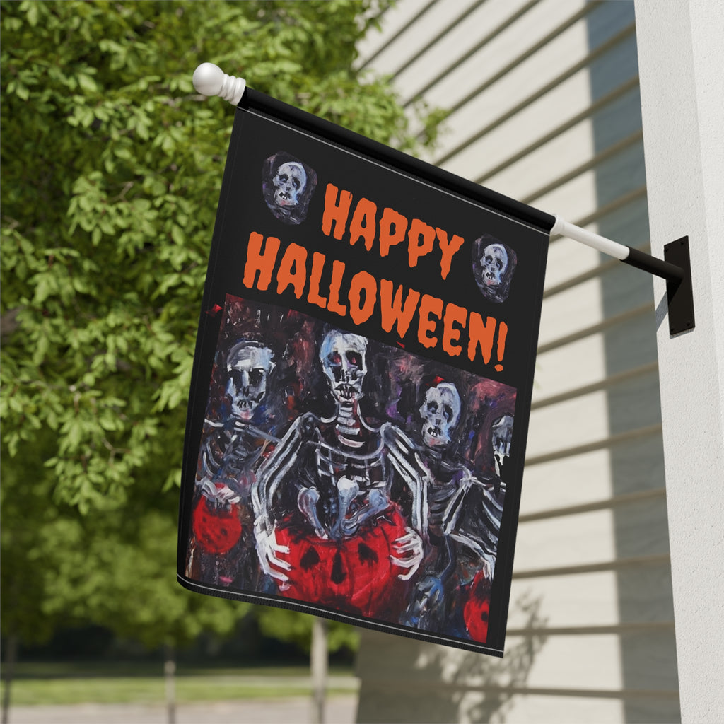 Happy Halloween Skeletons Garden Flag | Halloween Garden Banner