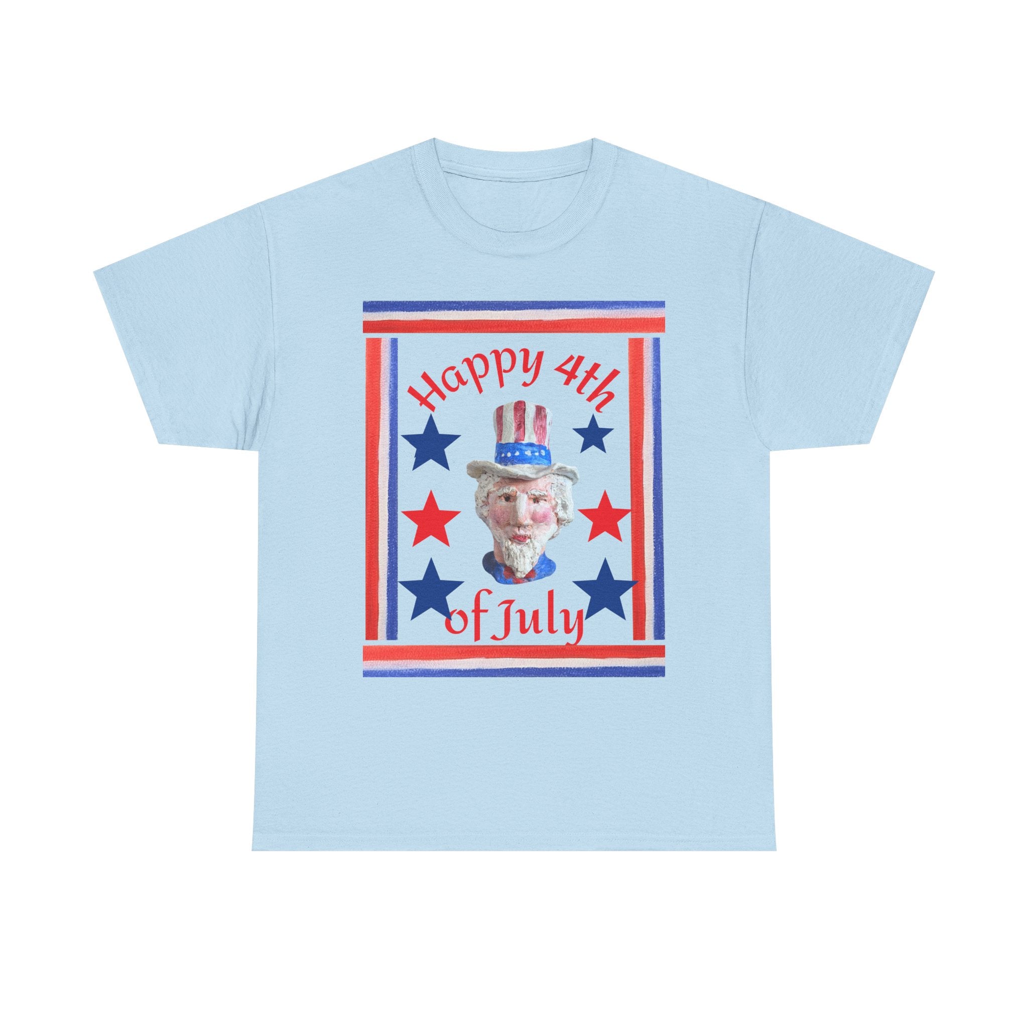 4th of July Patriotic T-Shirt — "Happy 4th of July" Uncle Sam Design