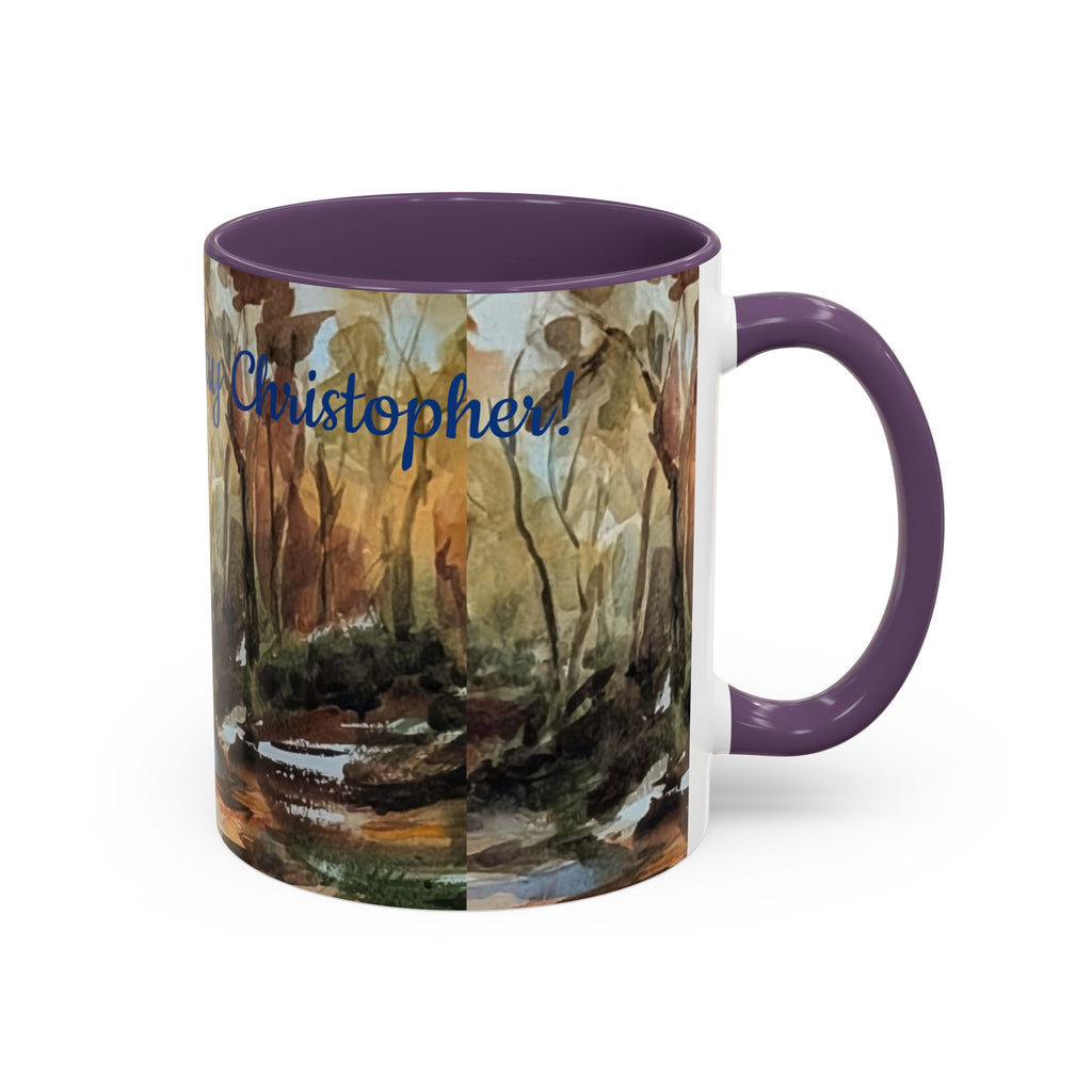 Autumn Woodland Coffee Mug — Painterly Fall Forest Trail Accent Mug