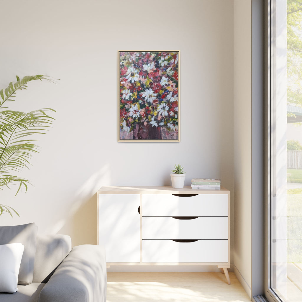 Daisies Floral Painting Matte Canvas Framed | Flower Art Wall Decor