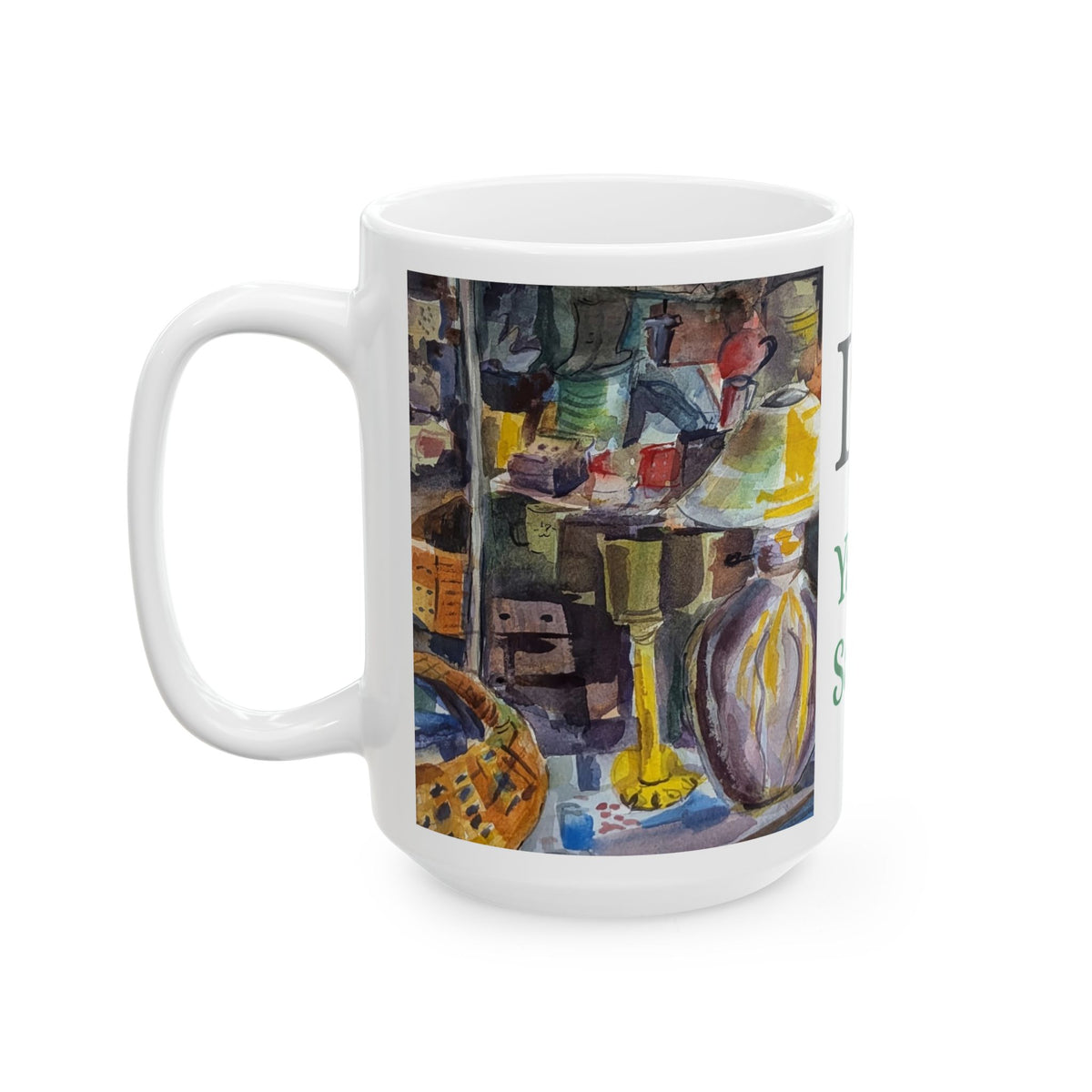 Yard Sales Illustration Mug | Ceramic Coffee Cup 11oz 15oz