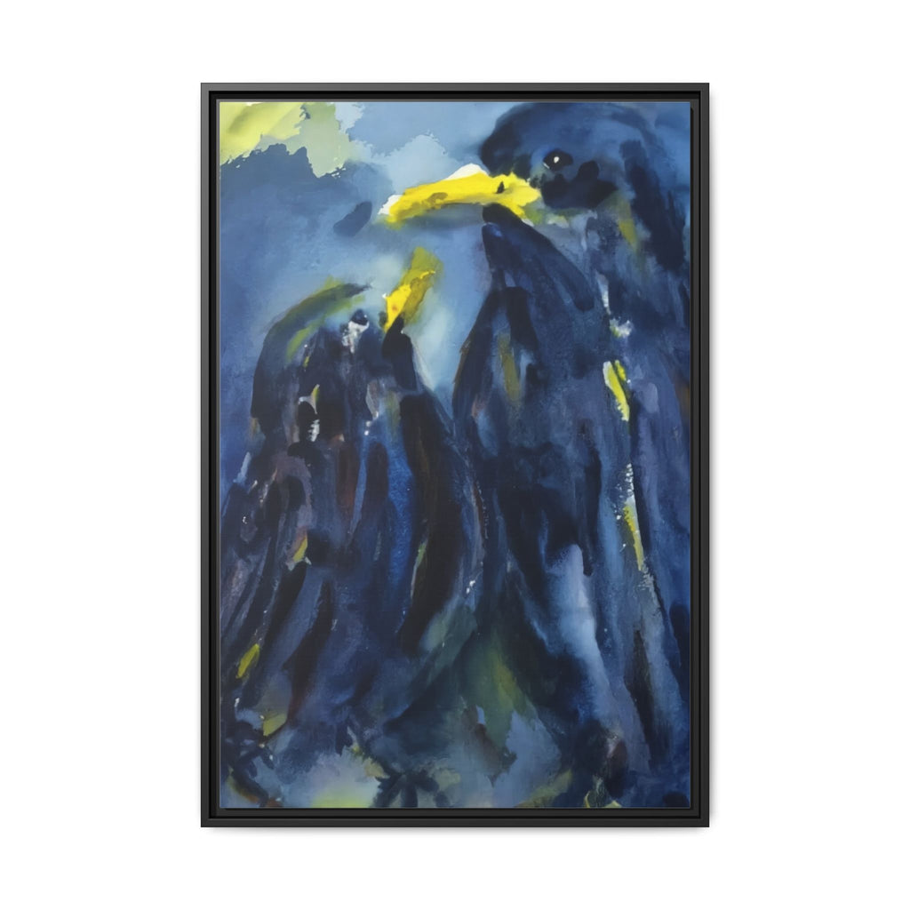 Framed Matte Canvas — Blue Raven Watercolor "Baby & Mother" Wall Art
