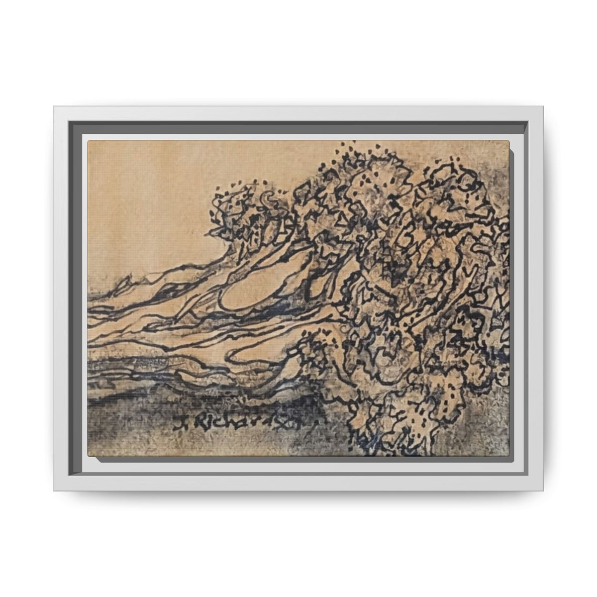 Matte Canvas Wall Art — "Broccoli" Pencil Sketch (Framed)