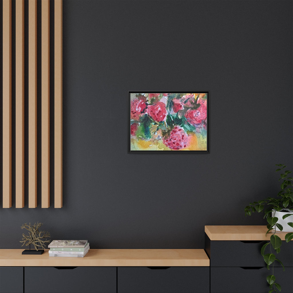 Raspberry Patch Still Life Framed Matte Canvas Print