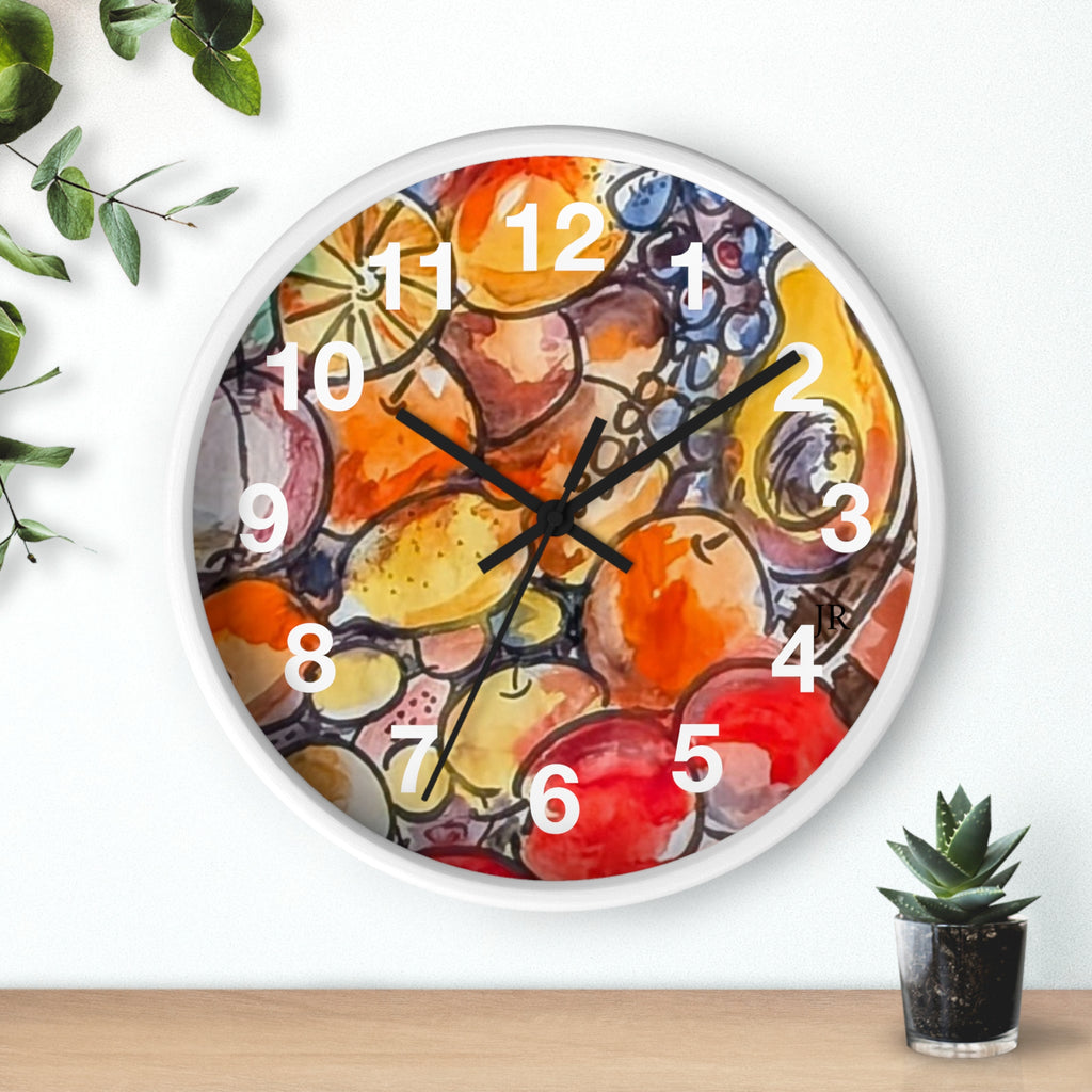Fruit Watercolor Wall Clock — Bright Kitchen Decorative Clock