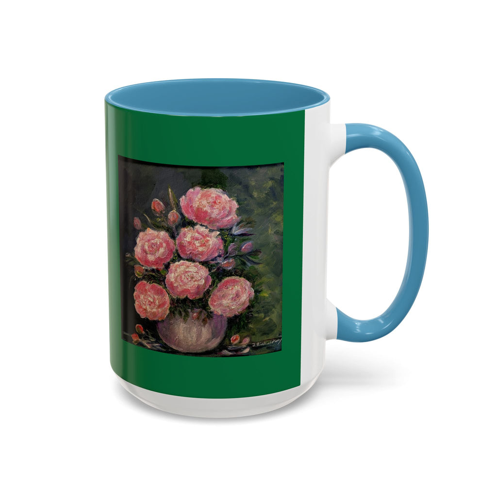 Pink Peony Bouquet Accent Coffee Mug — Floral Tea Cup for Garden Lovers