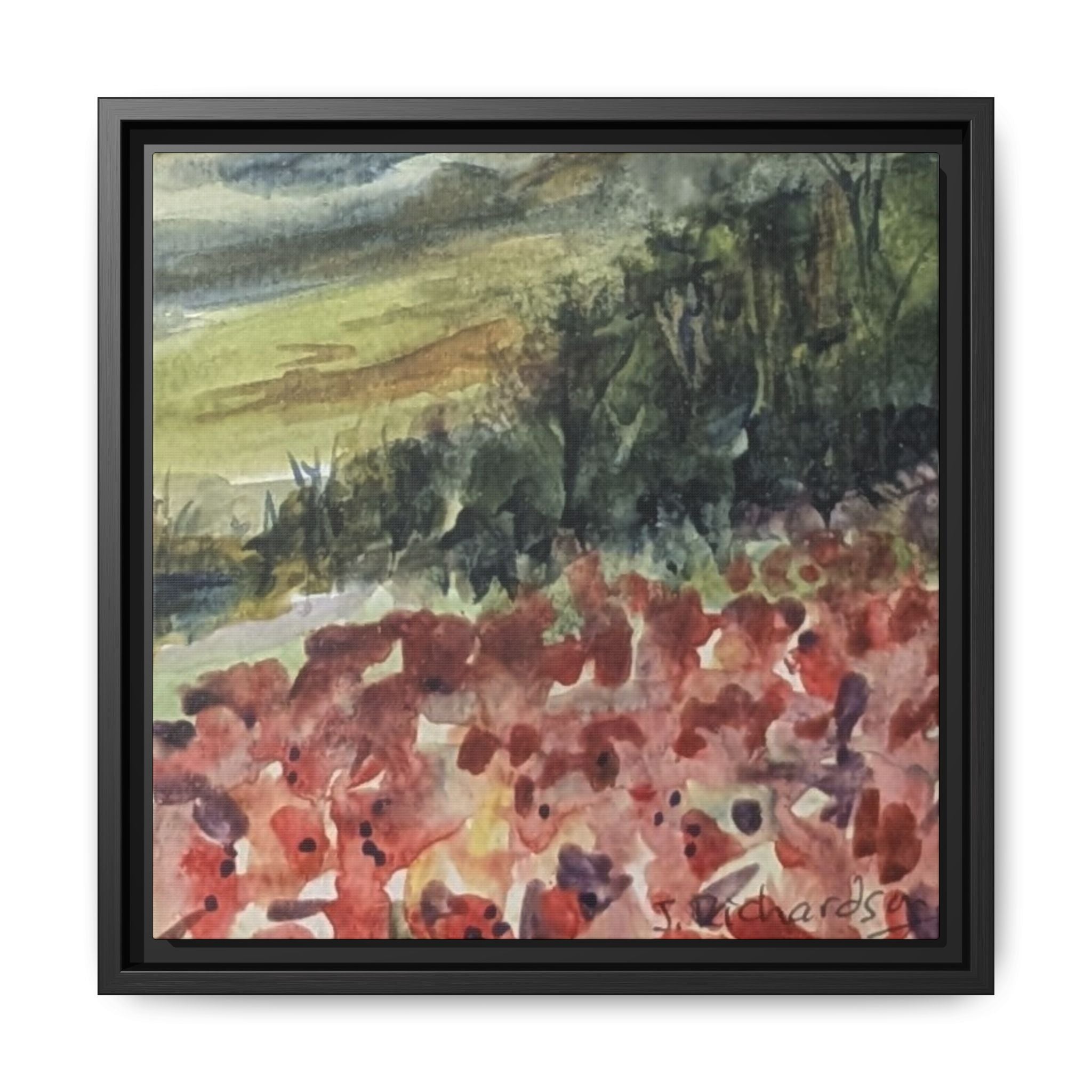 Framed Poppies landscape Matte Canvas,   Multi-color frames)