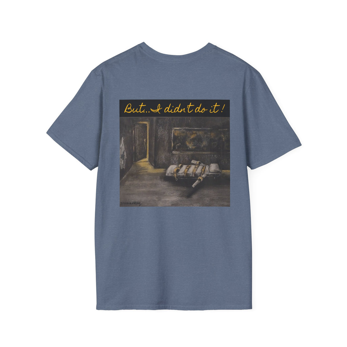 Lethal Injection Table 'I Didn't Do It!' T-Shirt | Minimal Script Logo