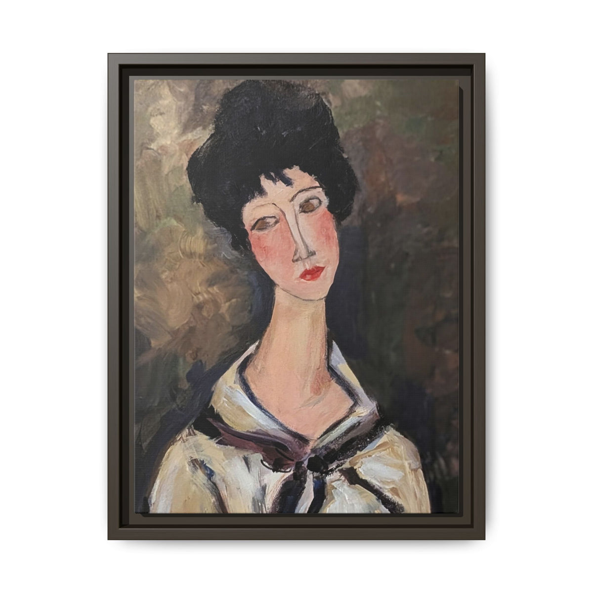Framed Matte Canvas Print – Modigliani‑Style Portrait Art