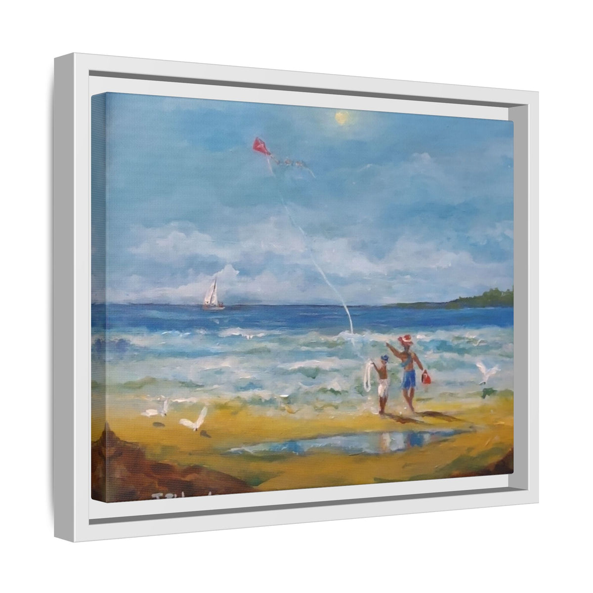 Red Kite Oceanside Framed Matte Canvas Wall Art