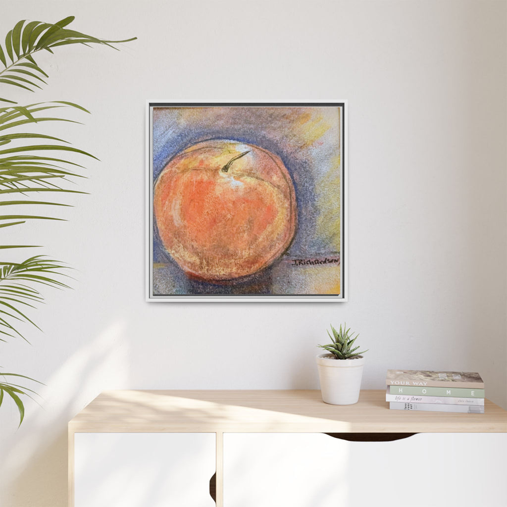 Peach Pastel Painting Framed Matte Canvas