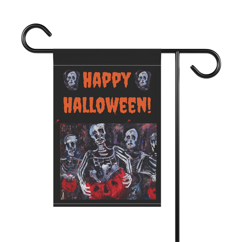 Happy Halloween Skeletons Garden Flag | Halloween Garden Banner