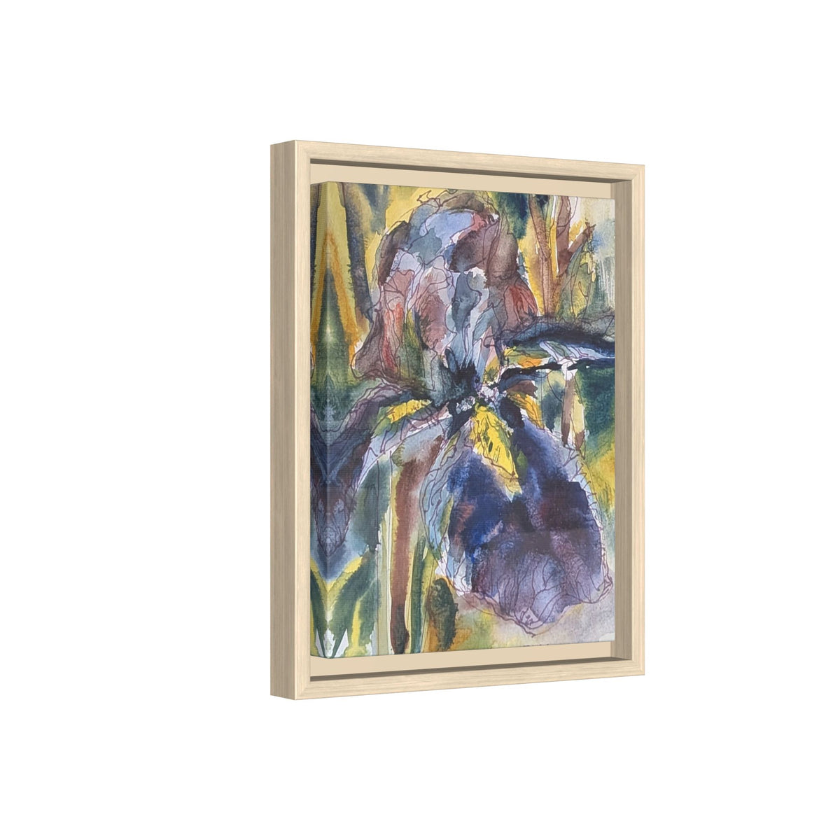 Framed Watercolor Iris Matte Canvas Wall Art