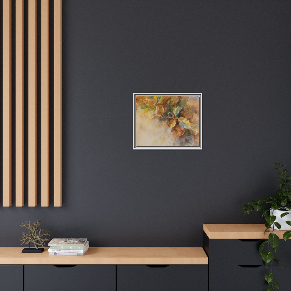 Framed  Autumn Leaves Matte Canvas Watercolor