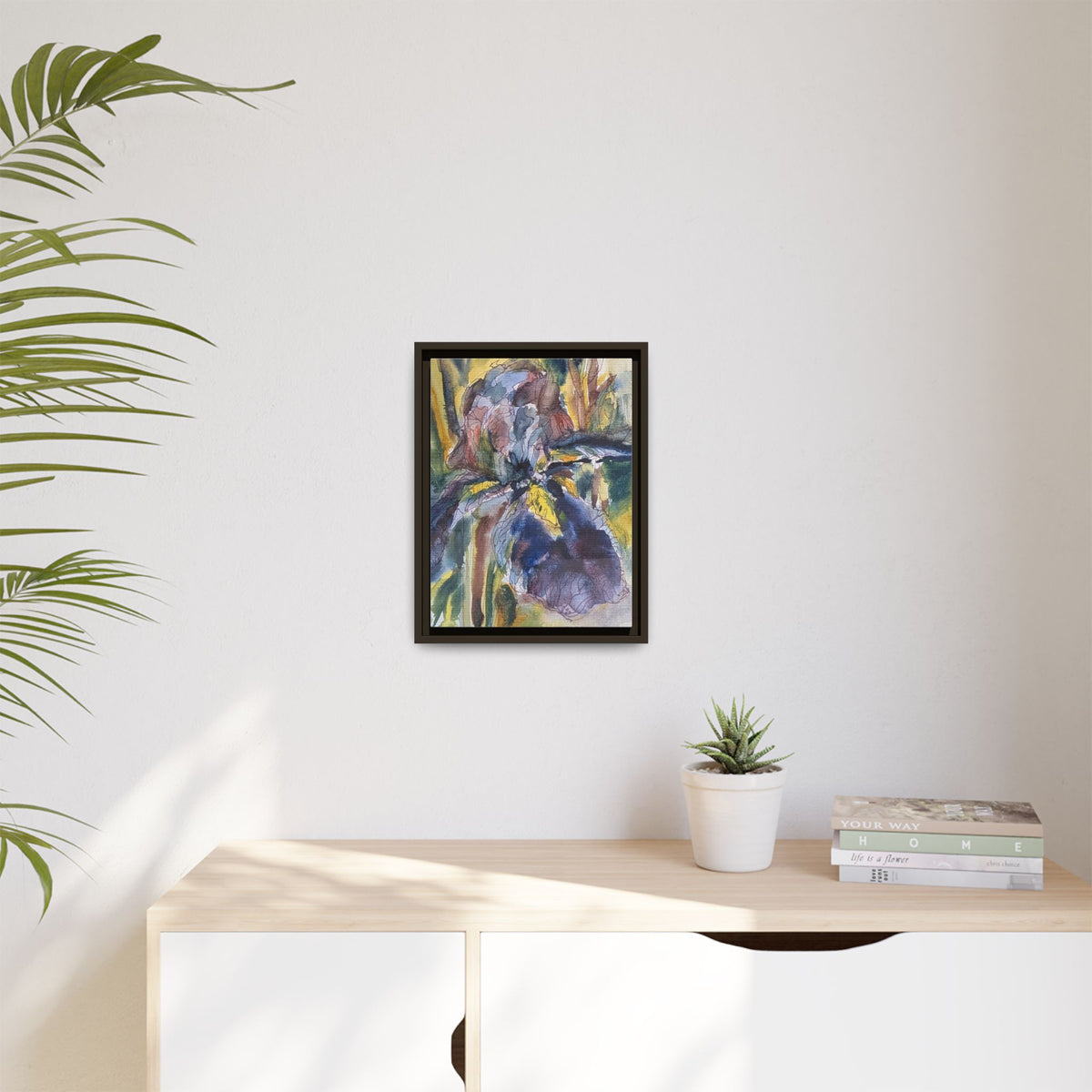 Framed Watercolor Iris Matte Canvas Wall Art