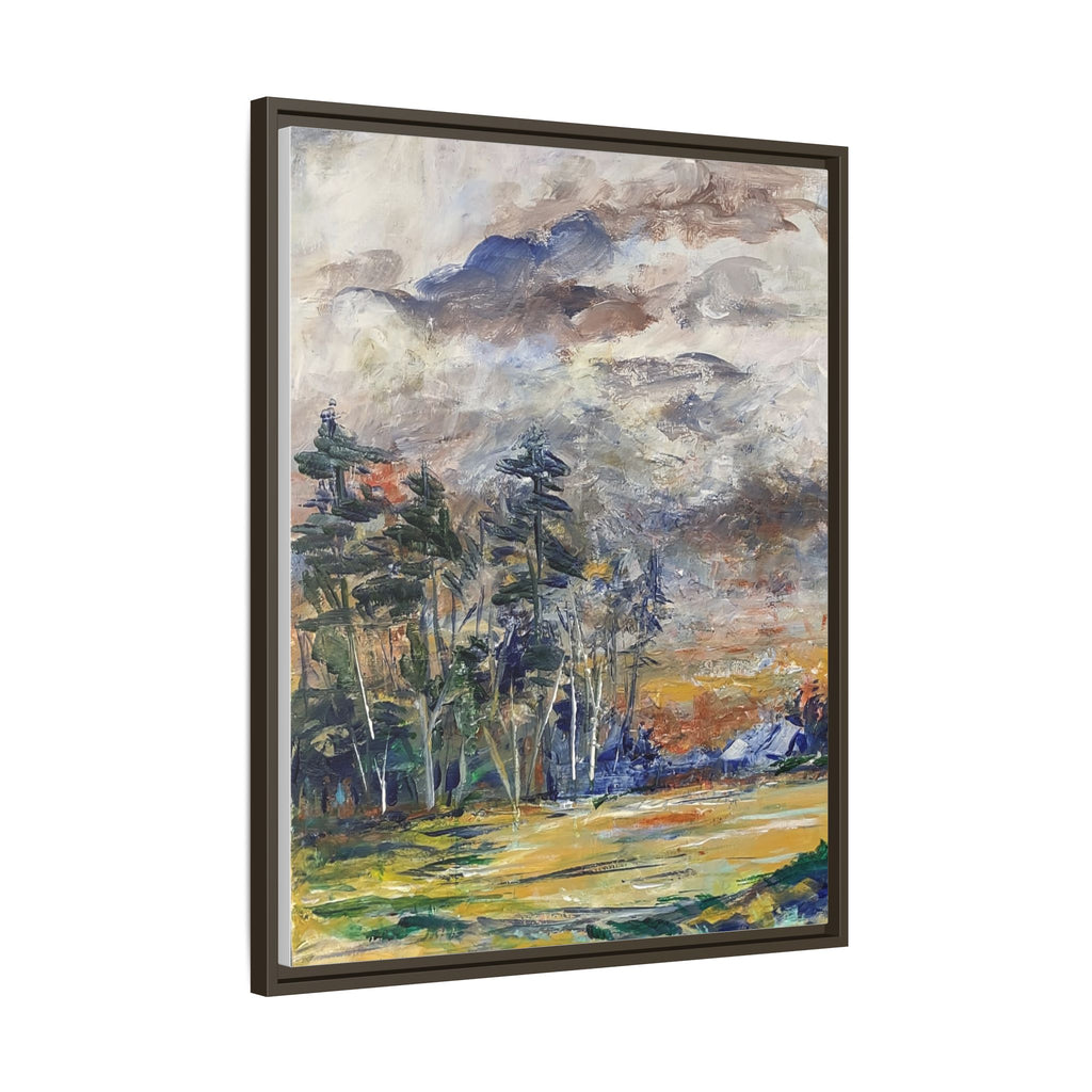 Framed Matte Canvas Landscape Print — Abstract Forest Meadow Wall Art