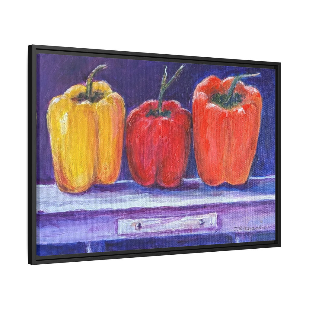 Framed Canvas Print - Colorful Bell Peppers Still Life