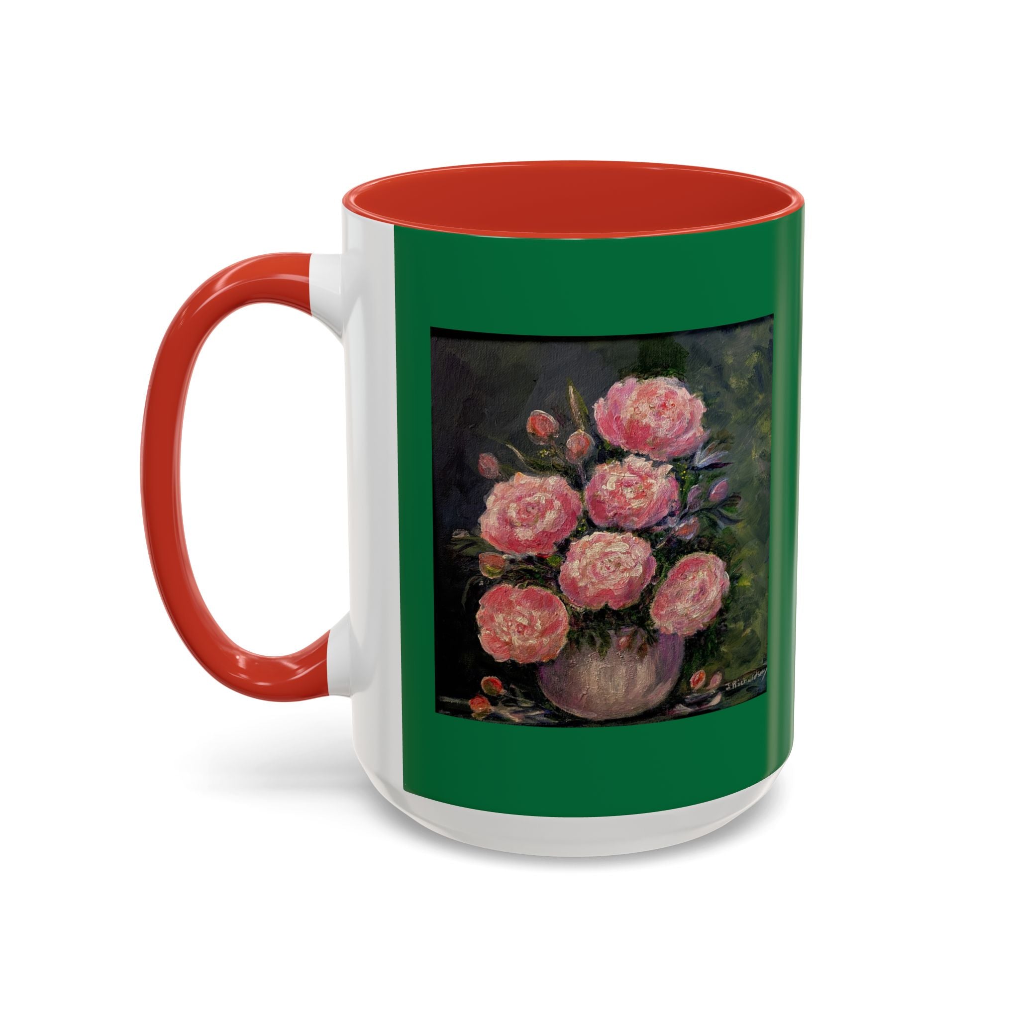 Pink Peony Bouquet Accent Coffee Mug — Floral Tea Cup for Garden Lovers
