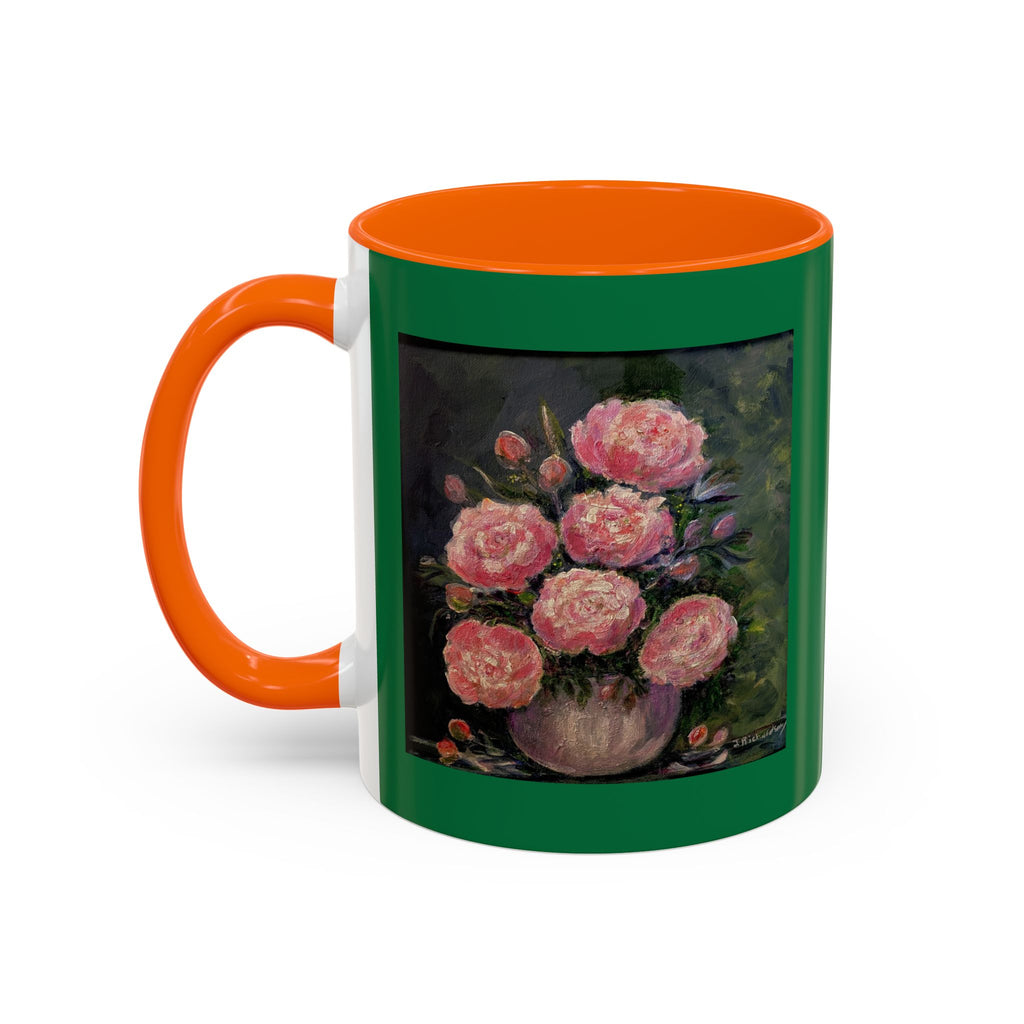 Pink Peony Bouquet Accent Coffee Mug — Floral Tea Cup for Garden Lovers