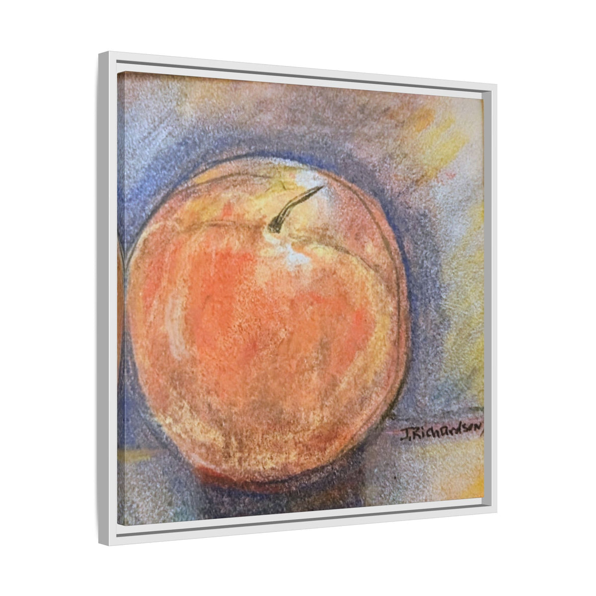 Peach Pastel Painting Framed Matte Canvas